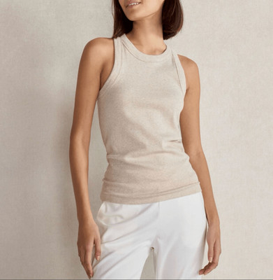 Haven Well Within $48 Organic Cotton Racerback Tank Heathered Tan Medium NEW