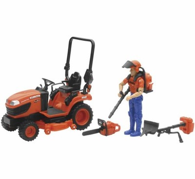New Ray Maßstab 1:18 Kubota Bx2670 Rasentraktor mit Figur und Zubehör (Ss-33