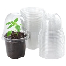 30 Packs 4 Inch Reinforced Clear Nursery Pots with Humidity Dome, Transparent...