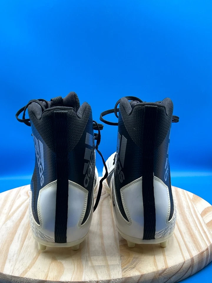 Adidas Football Cleats SM Freak High Wide 2 Men's Size 18 Black White Leather - Image 4 of 4