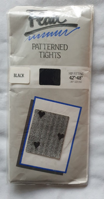 Vintage Pretty Polly Flair patterend knit tights - black (42-48'' hip)
