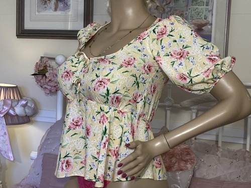 Hippy Boho Peasant Milkmaid Wench Fairy Whimsy Goth Romantic On Off Shoulder Top - Picture 10 of 24