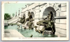 1898 Neptune's Fountain Library of Congress Vintage Postcard