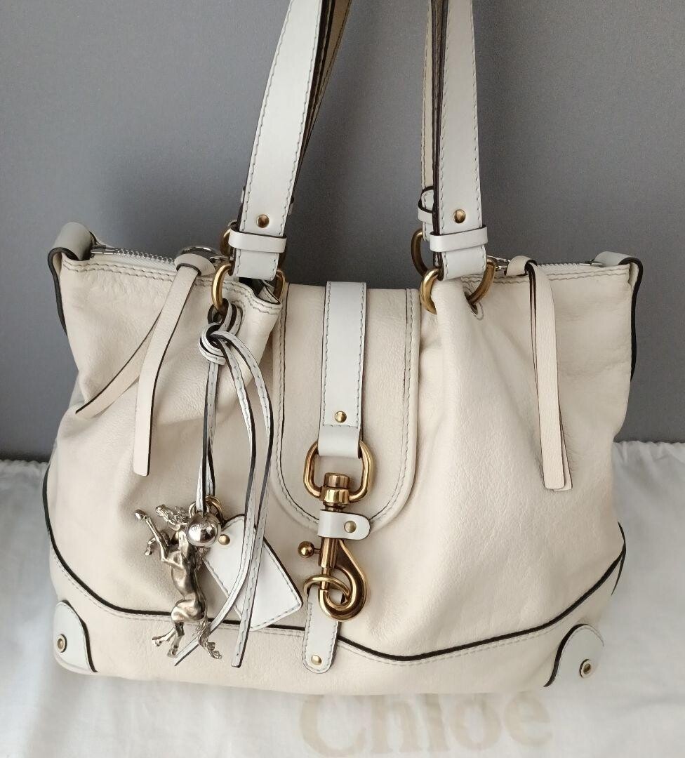 CHLOE Shoulder Bag Kerala Leather Ivory White Vintage Authentic From Japan
