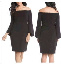 Karen Kane Black Bell Slv. Off the Shoulder Knit Dress, NWT, M