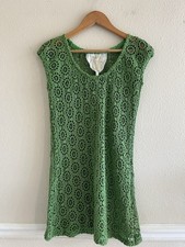 Knitted Dove Crochet Green Dress Size XS Beach Vacations Boho 