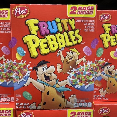 fruity pebbles Cereal (2bags Inside) Sweetened Rice Cereal W/ Fruit Flavor 38oz