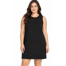 Thyme & Honey Black Sleeveless Shift Dress Eyelet Crochet Yoke Women | Size XL