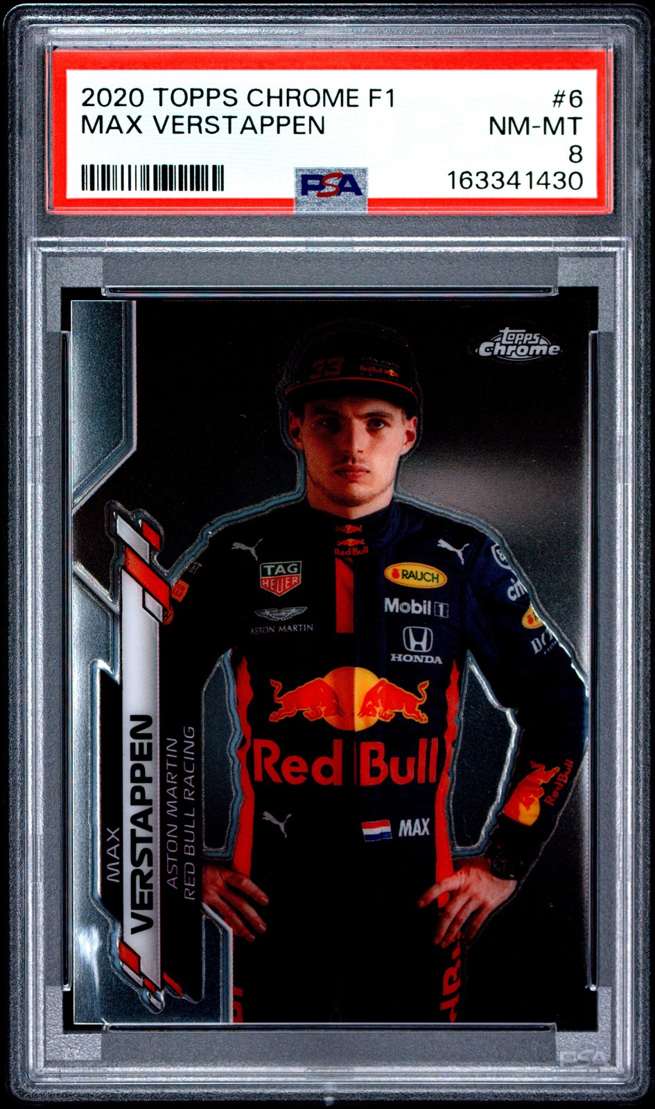 2020 TOPPS CHROME FORMULA 1 #6 MAX VERSTAPPEN PSA 8