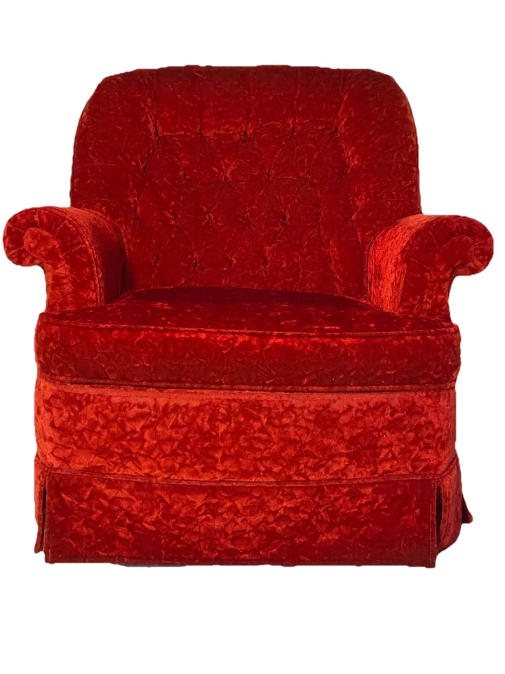Mueble Pontiac de colección Mcm años 70 acolchado terciopelo rojo sillón basculante giratorio Foto 2 de 4