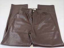 Abercrombie  Fitch Vegan Leather 90  s Straight Pants High Rise Brown Size 29 S