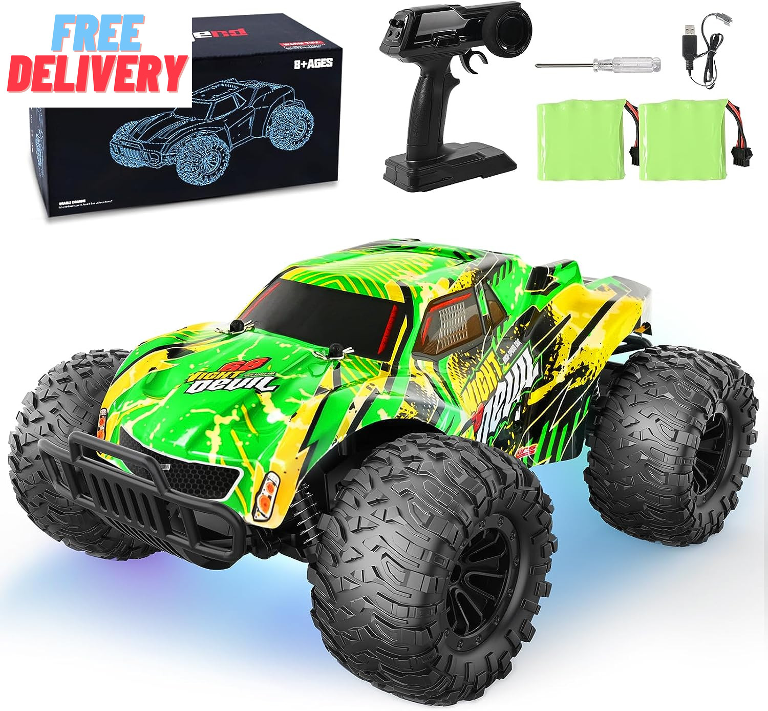 RC Cars 13 Inch Colorful Bodylight Remote Control Car for Boys 50+Min Play with 