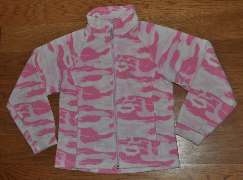 COLUMBIA Pink Camo Fleece Sweatshirt Camouflage Zipper Jacket Girls Zip Up 10-12