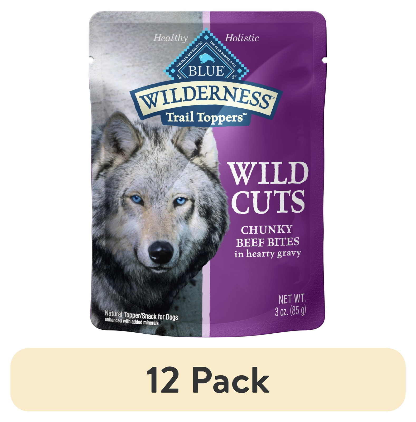 (12 pack)Wilderness Trail Toppers Wet Dog Food,Chunky Beef Bites in Hearty Gravy
