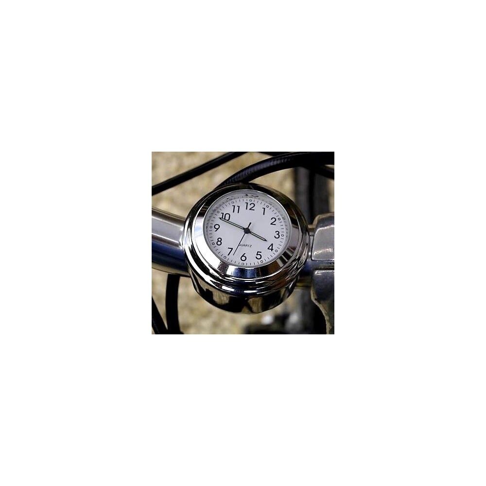 Chronos Handlebar Clock Chrome & White - for motor bikes