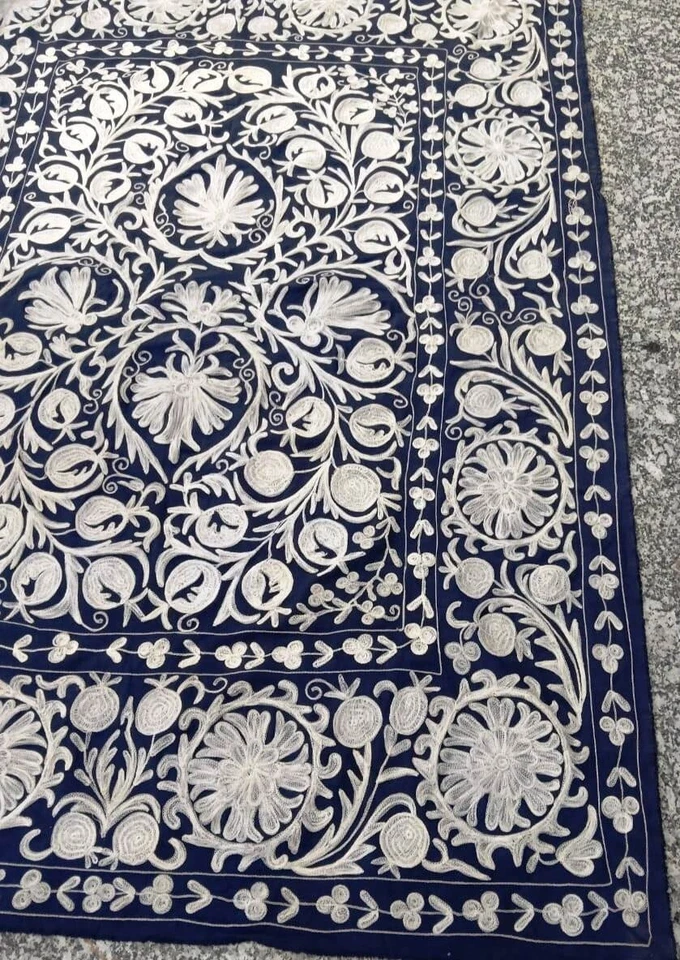 Sábana bordada 100% algodón material lana suzani, colgante de pared, mantel Foto 2 de 4