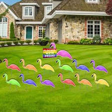 Gay Pride Rainbow Flamingos, Flocked with Pride Yard Decorations, 13pcs, 18796