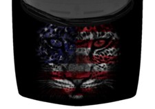 Jaguar Portrait Truck Hood Wrap Vinyl Car Graphic Decal Stars And Stripes 
