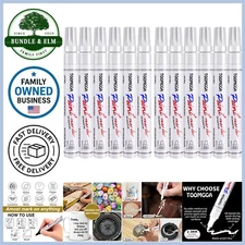 White Paint Pens Permanent Markers 12 Pack Oil-Based Waterproof Quick Dry