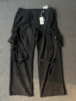 MNML Strapped Multi Cargo Pants Black Size 36 Mens BNWT Super Baggy Pants