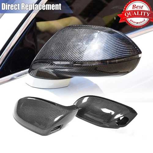 Carbon Fiber Mirror Cover Caps For Audi A7/A7 Sline/S7/RS7 11-17 w/ Side Assists