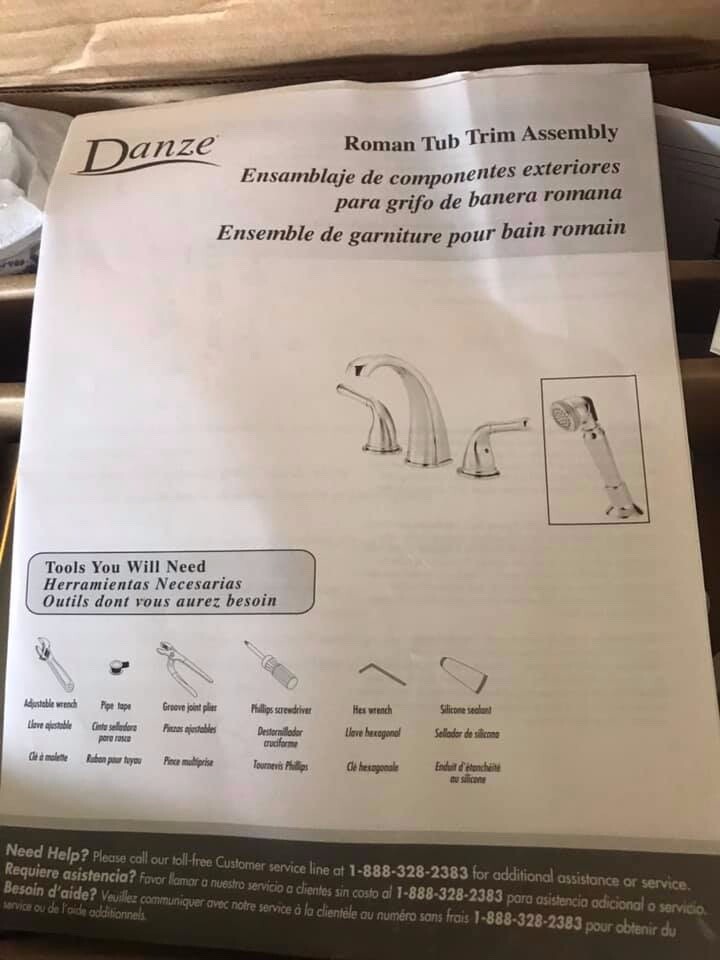 Danze brushed nickel bath tub faucet with personal shower spray Model - D305758