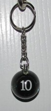 1 Inch Number 10 TEN SPARKLE Mini POOL BALL Billiard Snooker KEYCHAIN Ring NEW