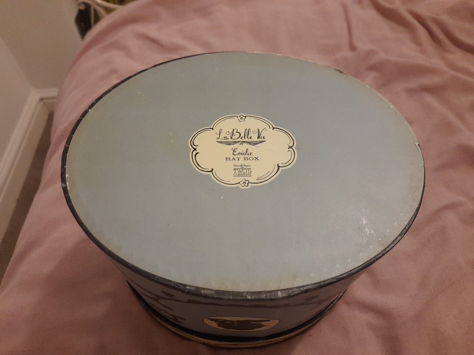 Twos Company Vintage Storage Hat Box Blue / Beige / Black. Medium. eBay