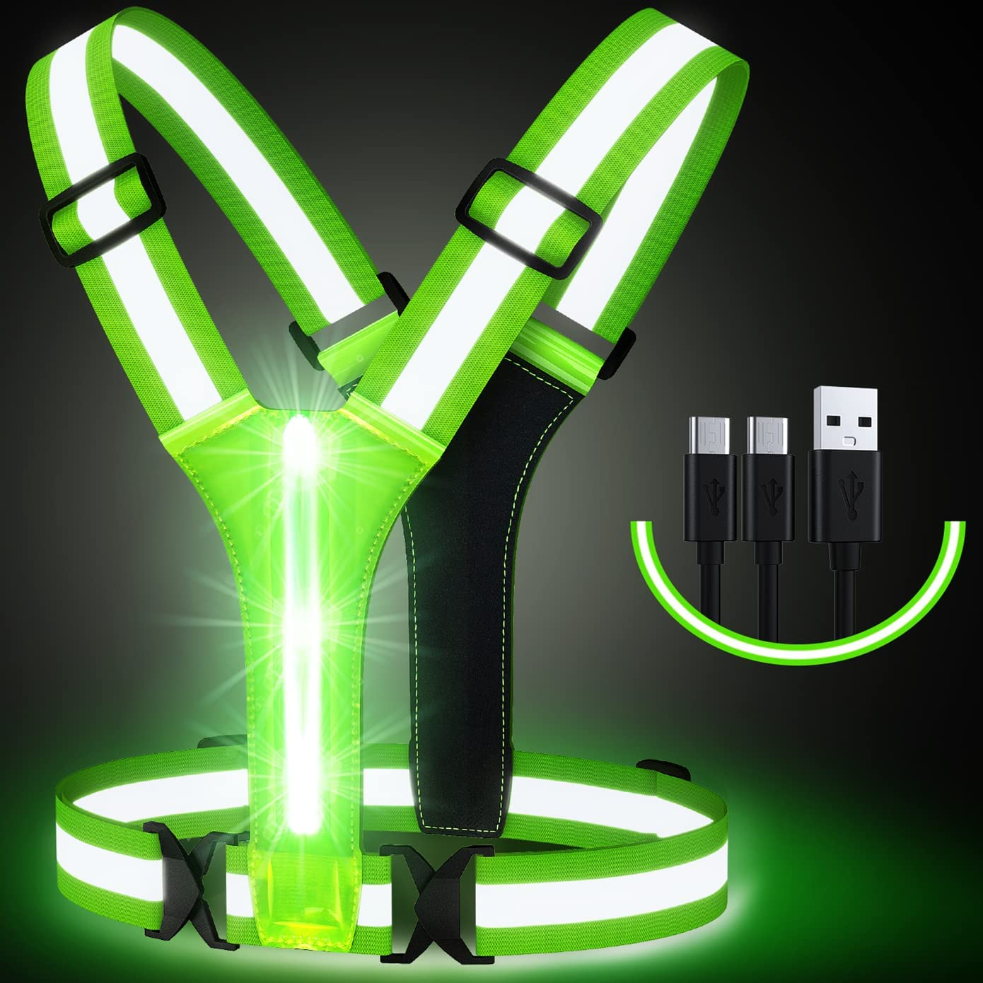 Led Light up Running Vest Reflective Vest for Walking at Night, High Visibility
