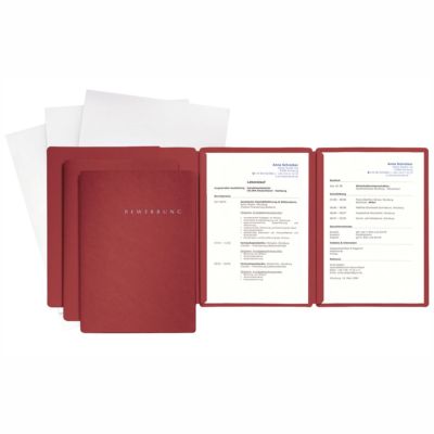 PAGNA Bewerbungsmappen Set 3-teilig rot, 3 Mappen + 3 Versandtaschen