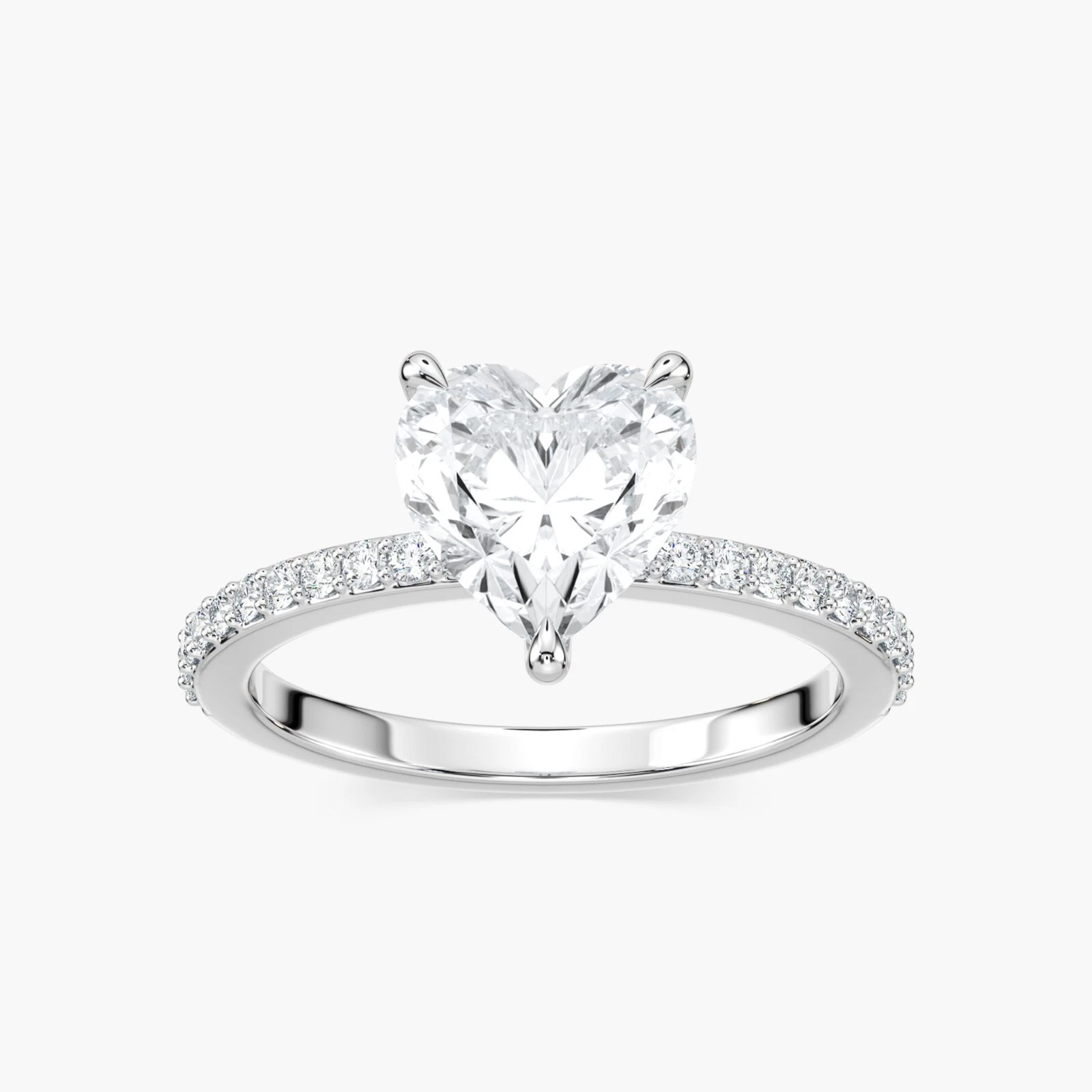 Igi 2.22 ct tcw heart shape lab created diamond engagement ring f vs white gold image-2