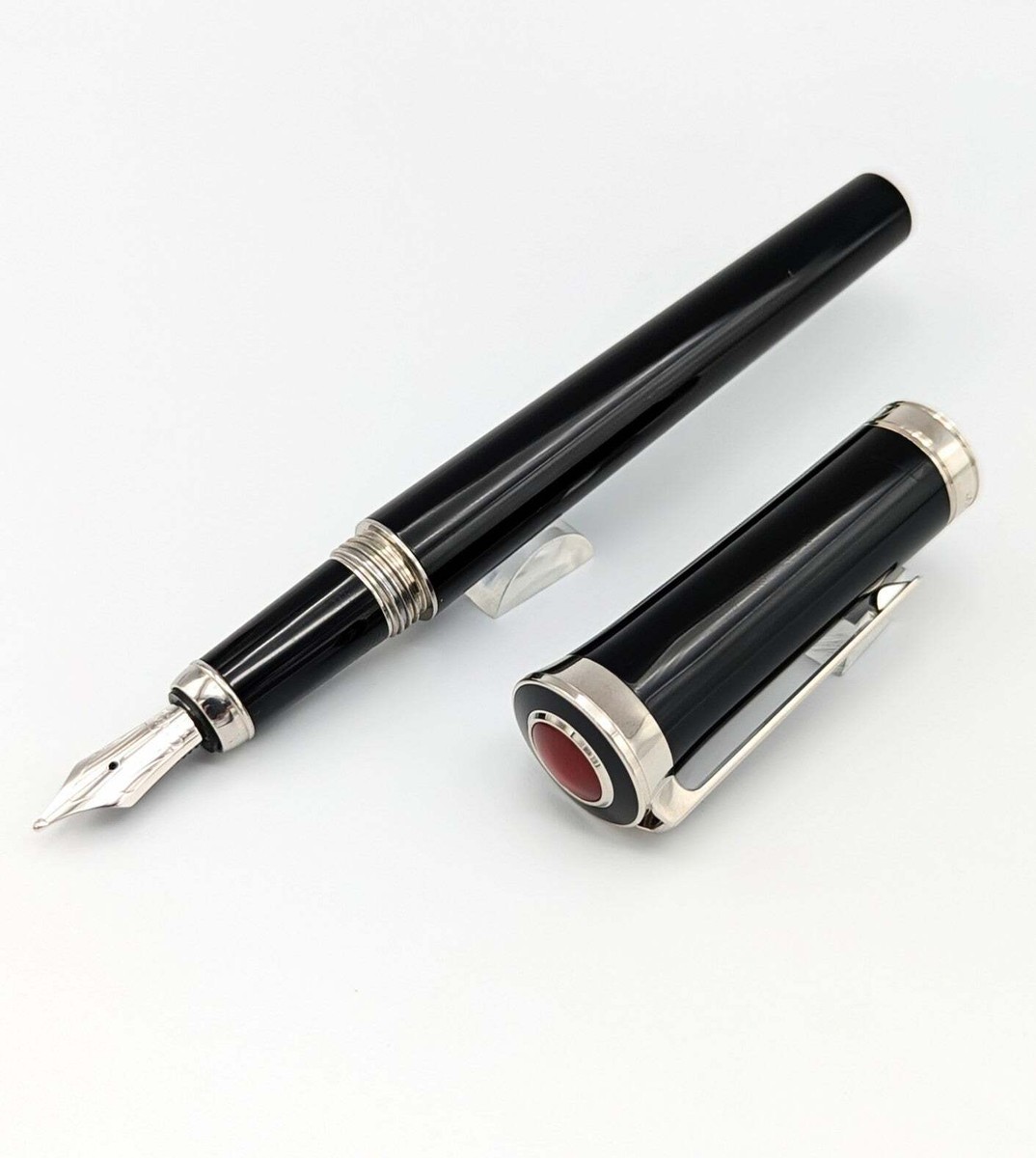 Cartier Art Deco Medium Black/Silver Fountain Pen (ST260002) | eBay