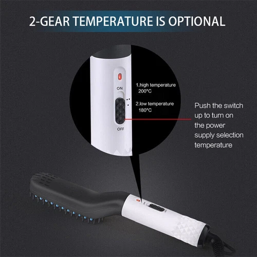 Beard Hair Straightener Quick Heated Electric Brush Straightening Comb Style - Picture 7 of 9