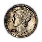 1943-D 10c Silver Mercury Dime - Colorful Toning - BU - SKU-Z5304