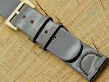 Vintage 16mm Black Shell Cordovan w Gold Tone Buckle Unused Watch Band NOS Mens