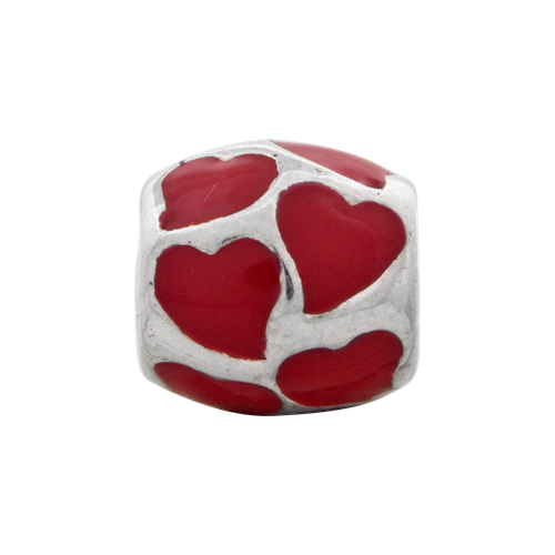 Rojo Esmaltado Corazones Cuenta .925 Plata de Ley Antiguo Reflection Beads - Imagen 2 de 5