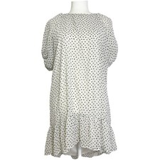 NWT Nasty Gal Polka Dot Puff Sleeves Mini Smock Dress Open Tie Back US Size 4