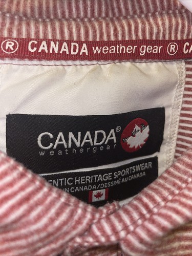 Canada Weather Gear Men’s Red & White Striped Polo Style Shirt w/ Pocket (L) - Picture 8 of 22