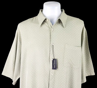 PRONTO UOMO ITALY Herren 100% Seide hellgrün S/S LUXUS ABENDHEMD - 2XLT - 89£