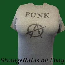 ANARCHY PUNK Hand Stencilled Unisex T Shirt Sz. Medium  OLIVE GREEN SHIRT 