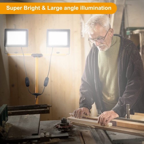 Work Light with Stand 10000 Lumen LED Work Light 100W Dual Head with 14FT Pow... - Picture 7 of 7