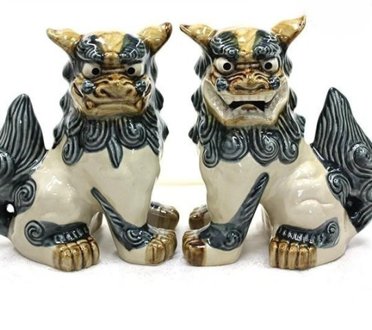 Big Shisa Trailer/Caravana Altura 21.1cm 21cm Asahi Cerámica De Japón Okinawa