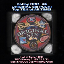 Bobby ORR Boston BRUINS #4 Signed ORIG’L 6 PUCK Rookie TEAMS GNR COA Gorgeous!