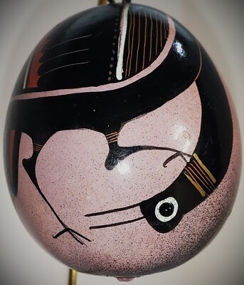 Hand Painted SIGNED Animal Gourd Rattle Ornament by Apache ROBERT RIVERA Bird