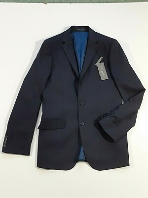 M&S Marks Spencer Blazer Jacket Men Blue Wool Single Breast Long 38 Chest