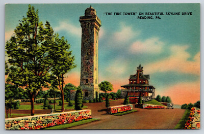 Vintage Postcard Pennsylvania Reading Fire Tower Skyline Drive -3128