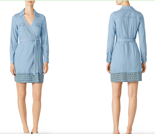 Diane von Furstenberg DVF Savion Collared Chambray Wrap Dress Light Blue Size 2 - Picture 24 of 24
