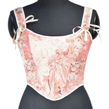 Female Corset French Waist Shape Crop Top Adjustable Tie Up Waspie Waist Cincher