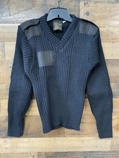 Vintage Sebo Sweater Mens 34 Military Black 100 Wool Elbow Patches Knitwear USA