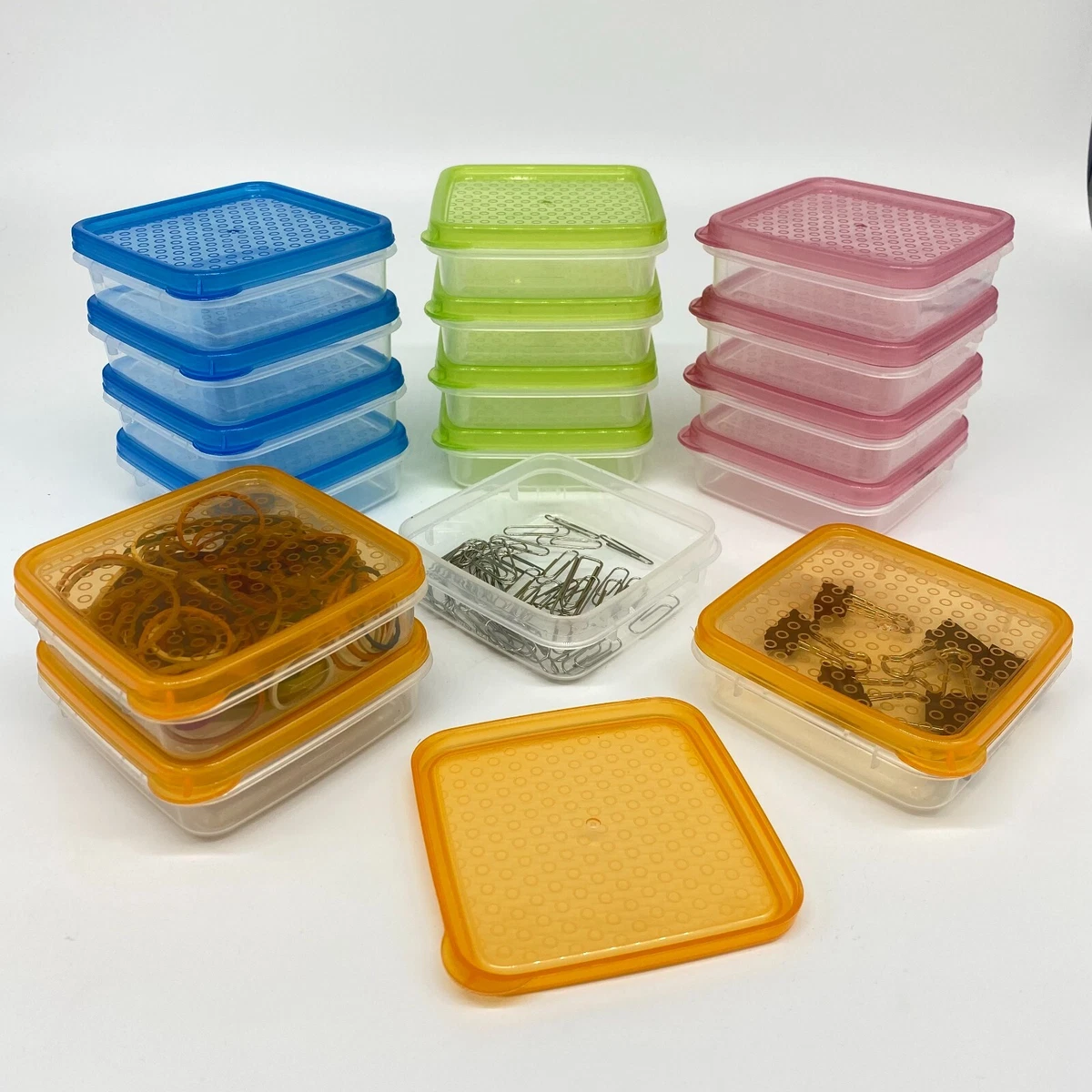 16x Small Plastic Containers with Clear Lids 220ml Mini Storage